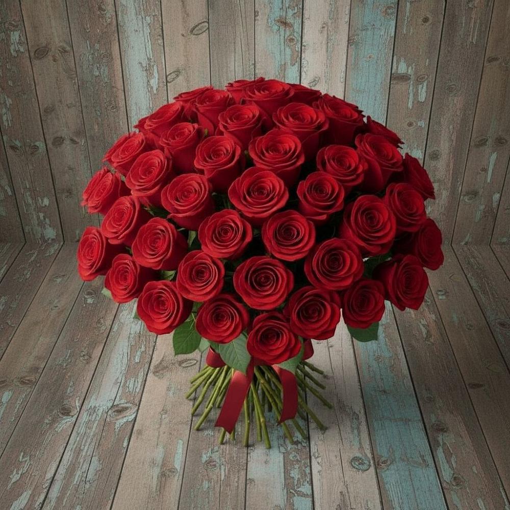 Букет 55 Красных роз Фридом в Туме