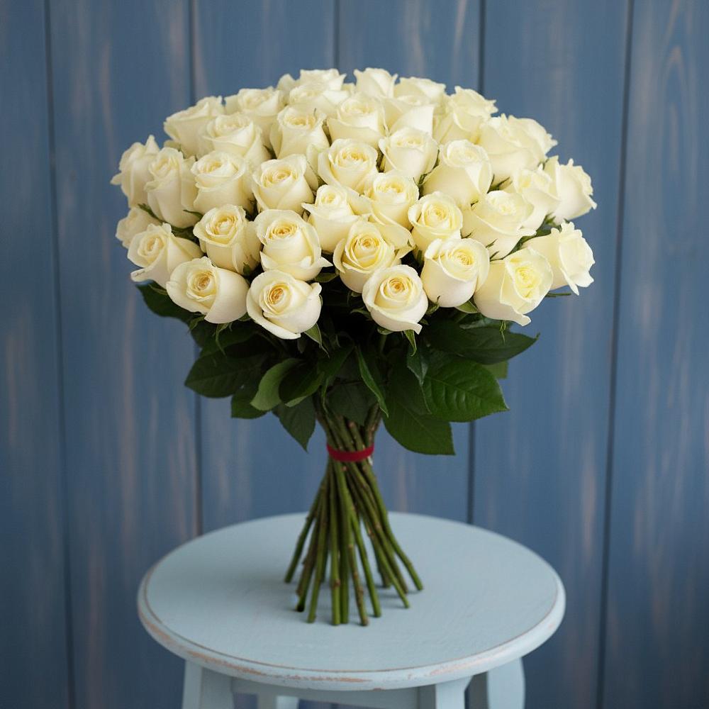 Букет 51 Белая роза Эдлесс Лав в Туме