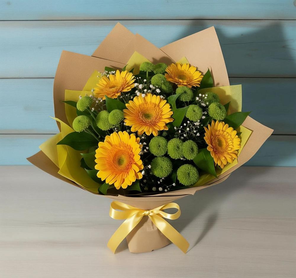 Букет цветов из: Герберы и Хризантемы в Туме