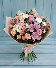 Букет цветов из:  Хризантемы, Розы и Альстромерии #REPLACE_PRED# Туме