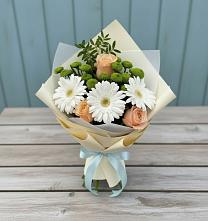 Букет цветов из:  Герберы, Розы и Хризантемы в Туме